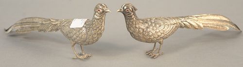 PAIR OF SILVER PHEASANTS, HT. 4",