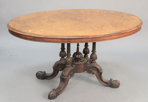 INLAID BURL VICTORIAN CENTER TABLE 37b433