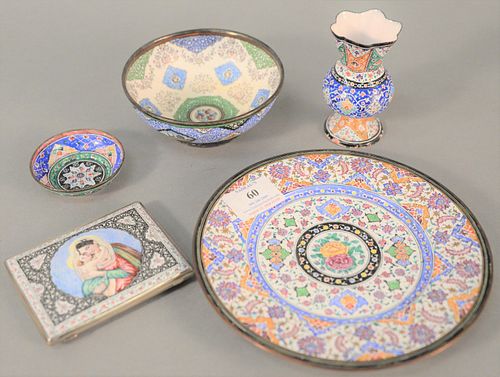 FIVE PIECE ENAMELED LOT TO INCLUDE 37b441