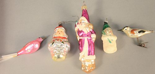 GROUP OF GLASS CHRISTMAS ORNAMENTS