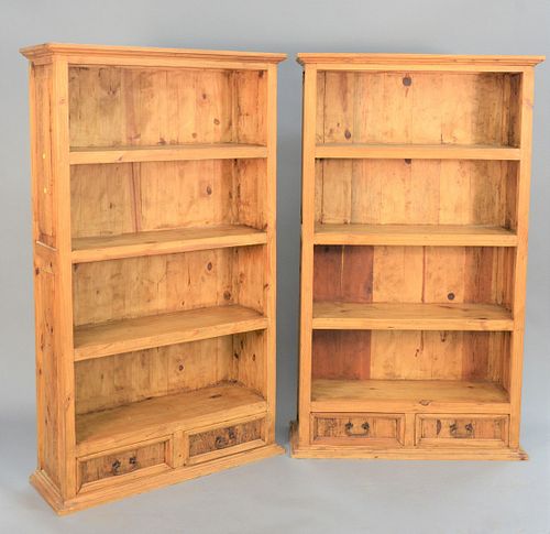 PAIR OF CONTEMPORARY PINE BOOKCASES,