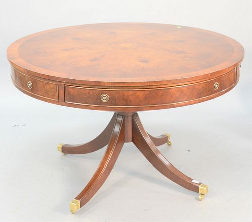 INLAID DRUM TABLE HAVING BURL TOP