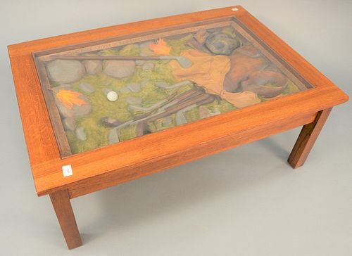 CARVED GOLF ETIQUETTE COFFEE TABLE 37b4f3