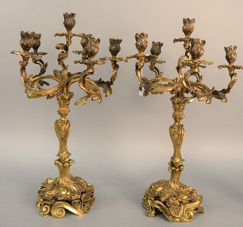 PAIR OF FRENCH BRONZE CANDELABRAS,