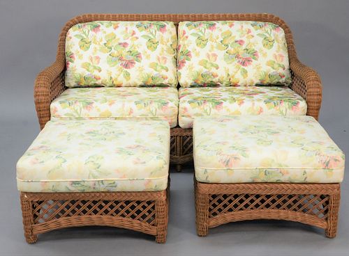FIVE-PIECE WICKER LOT TO INCLUDE