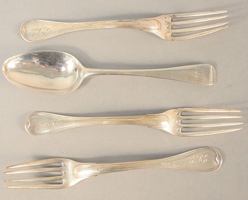 FOUR-PIECE LOT WITH 18TH C. SPOON,