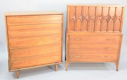 TWO MID-CENTURY TALL CHESTS, ONE