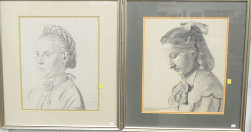 SET OF SIX PENCIL PORTRAIT DRAWINGS  37b572