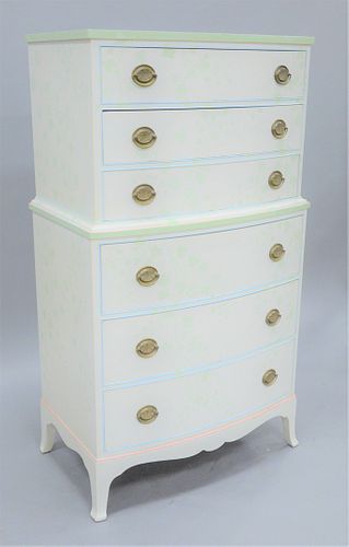PAINTED TALL CHEST HAVING THREE