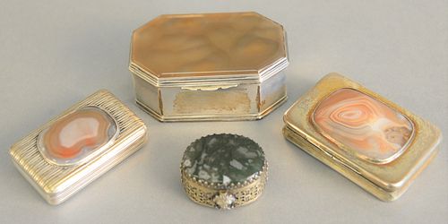 FOUR SILVER BOXES MOUNTED WITH