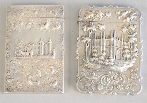 TWO SILVER CASTLE TOP CARD CASES  37b5cc