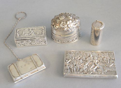 GROUP OF FIVE SILVER BOXES, TIFFANY