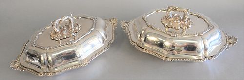 PAIR SHEFFIELD SILVER PLATED COVERED