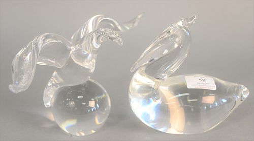 TWO STEUBEN GLASS BIRDS EAGLE 37b5f8