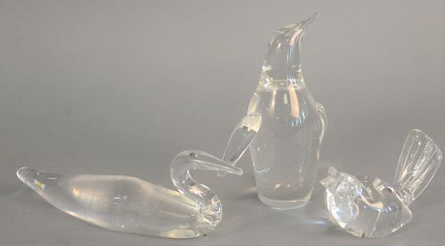 THREE STEUBEN CRYSTAL FIGURES TO