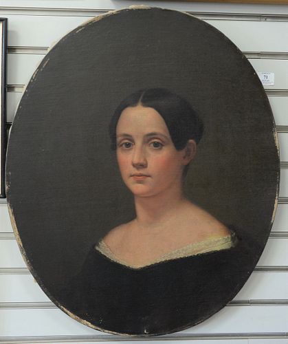 GRAY OIL ON CANVAS, OVAL PORTRAIT