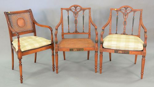 PAIR SHERATON-STYLE ARM CHAIRS,