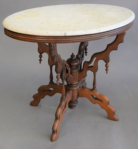 OVAL VICTORIAN MARBLE TOP TABLE,