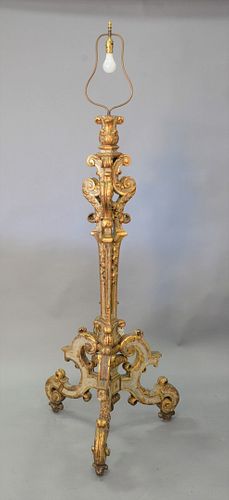 GILT DECORATED, CARVED FLOOR LAMP