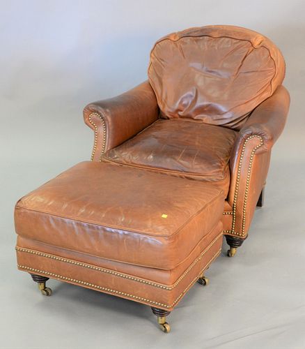 LEATHER UPHOLSTERED EASY CHAIR,