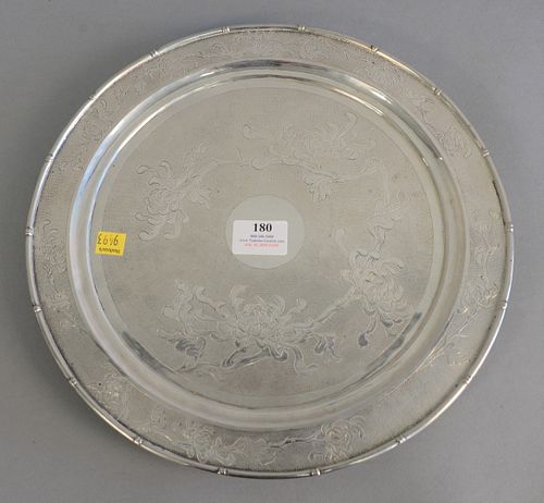 CHINESE SILVER ROUND TRAY WITH