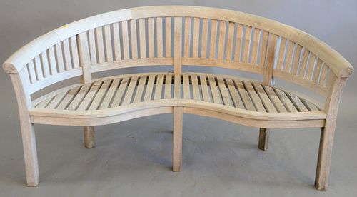 OUTDOOR TEAK CURVED BENCH, LG.