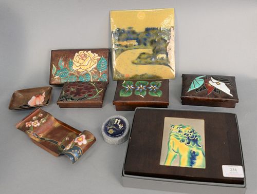 GROUP OF 9 JAPANESE ENAMELED PIECES