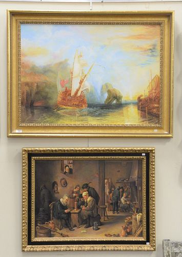 GROUP OF FOUR FRAMED PAINTINGS: