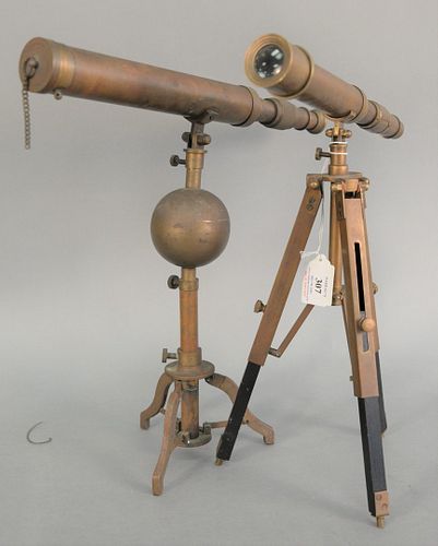 TWO VINTAGE SMALL BRASS TELESCOPES,