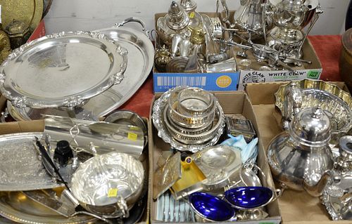 FIVE TRAY LOTS OF SILVERPLATE TO 37b740