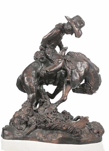 R J MOORE COWBOY HORSE SCULPTURE 37b878