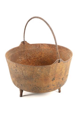 19TH C. LARGE CAST IRON SCALDING CAULDRON