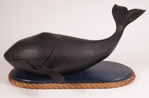 CARVED WOOD WHALE BOX BY SAMUEL 37ba0c