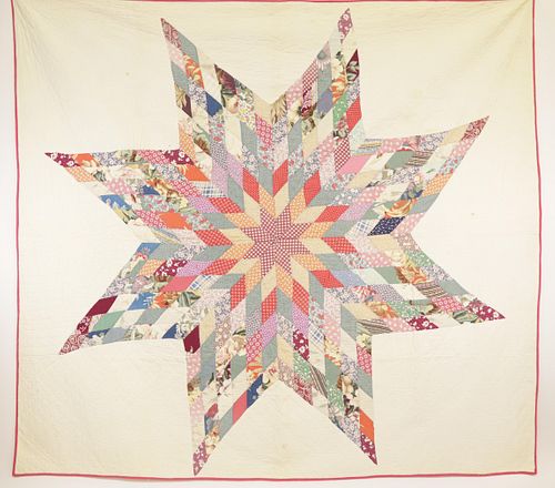 VINTAGE TEXAS STAR PATCHWORK QUILT  37ba2b