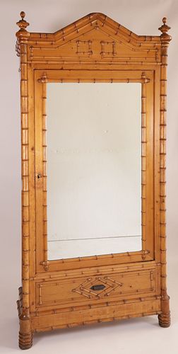 FRENCH FAUX BAMBOO MIRRORED DOOR
