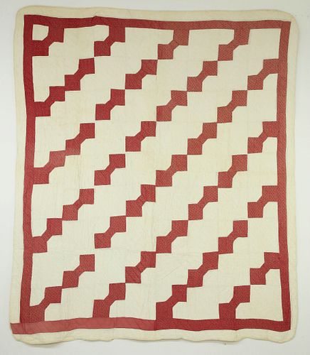 RED CALICO BOW TIE QUILT ON CREME