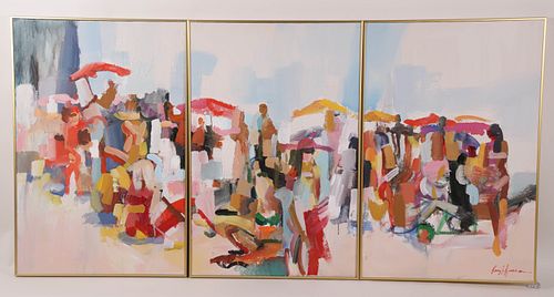 KERRY HALLAM TRIPTYCH OIL ON CANVAS 37ba73