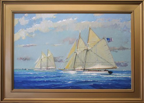 WILLIAM LOWE OIL ON LINEN SAILING 37ba8f