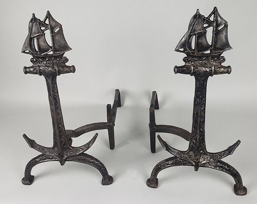 PAIR OF VINTAGE CAST IRON ANCHOR