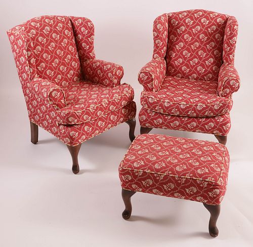 PAIR OF CHILD'S UPHOLSTERED WING