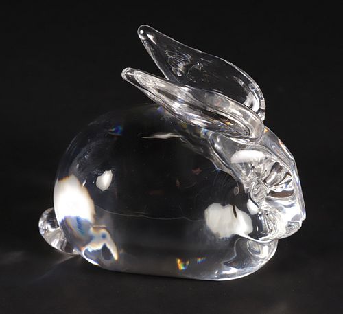 SIGNED STEUBEN CLEAR GLASS RABBITSigned