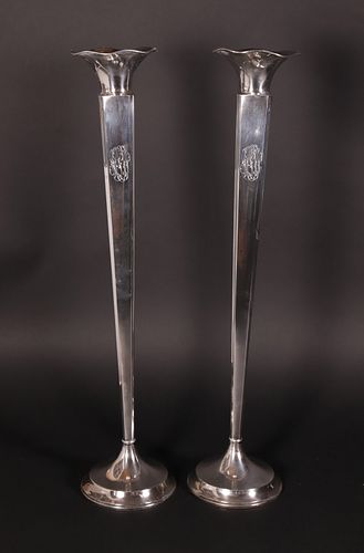 PAIR OF STERLING SILVER TALL TRUMPET