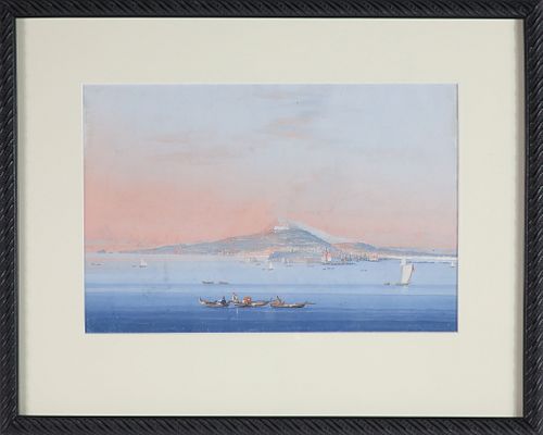TEMPERA ON PAPER "VIEW OF MOUNT