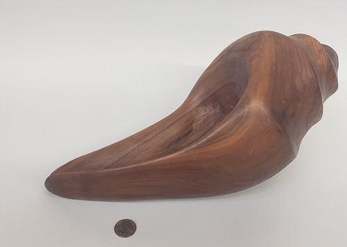 CARVED FRUITWOOD FIGURAL CONCH 37bbad