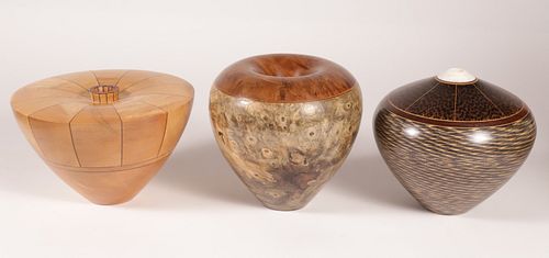 THREE GALEN CARPENTER ARTISANAL WOODEN