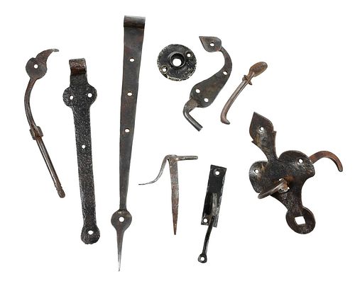 GROUP OF 23 IRON STRAP HINGES AND 37bcb1