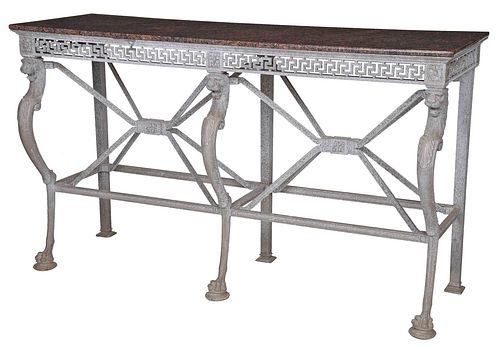 CAST ALUMINUM GRANITE TOPPED CONSOLE20th