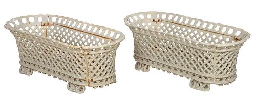 PAIR CAST IRON BASKET FORM PLANTERSAmerican