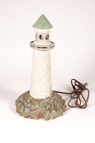 VINTAGE CAST ZINC LIGHTHOUSE LAMPVintage