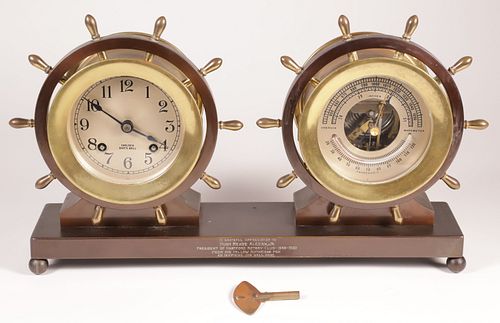 CHELSEA SHIP'S BELL CLOCK AND BAROMETER